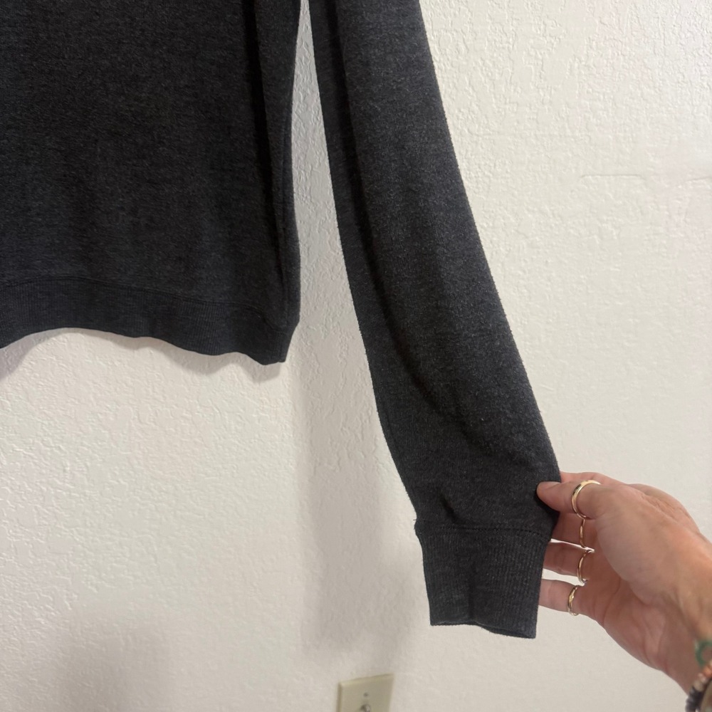 Cali 1850 Happy Graphic Sweatshirt Charcoal Gray Long Sleeve Pullover Womens M - Picture 4 of 7